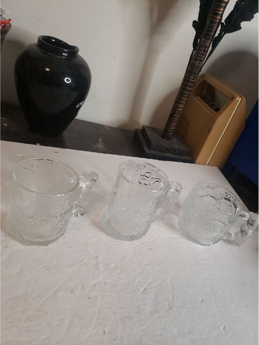 McDonald's Flintstones Glasses x3 1990s